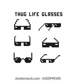 this is thug life glasses in pixel art with simple color and white background ,this item good for presentations,stickers, icons, t shirt design,game asset,logo and project.