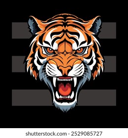 Este logotipo mascote cabeça tigre apresenta um design feroz e dinâmico, capturando a força e intensidade do tigre. Com detalhes nítidos e linhas arrojadas, é perfeito para equipes esportivas e marcas.