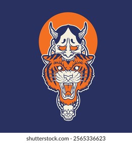 This tiger head mascot logo features a fierce and dynamic design, capturing the strength and intensity of the tiger.