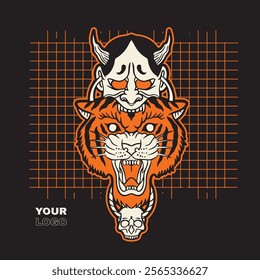 This tiger head mascot logo features a fierce and dynamic design, capturing the strength and intensity of the tiger.