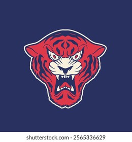 This tiger head mascot logo features a fierce and dynamic design, capturing the strength and intensity of the tiger.