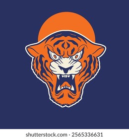 This tiger head mascot logo features a fierce and dynamic design, capturing the strength and intensity of the tiger.