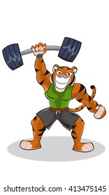This is a tiger lift a bar of the weight with a one hand.