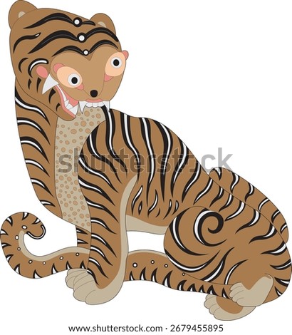 This is a tiger that was often depicted in Korean folk paintings, which reflects the humor and satire that was mainly depicted in the 19th century.