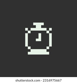this is Time icon 1 bit style in pixel art with white color and black background ,this item good for presentations,stickers, icons, t shirt design,game asset,logo and your project