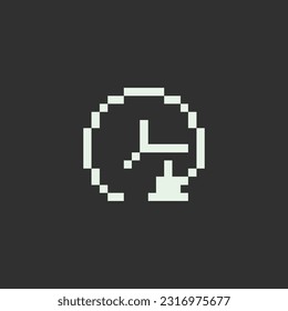 this is Time icon 1 bit style in pixel art with white color and black background ,this item good for presentations,stickers, icons, t shirt design,game asset,logo and your project