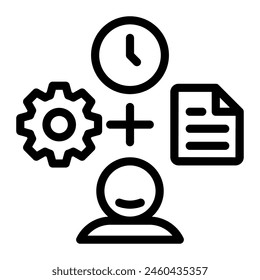 Este icono de gestión de tiempo es adecuado para el trabajo remoto, trabajo desde casa, nómada digital y freelance