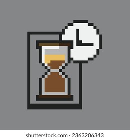 this is timer icon in pixel art with simple color and black background this item good for presentations,stickers, icons, t shirt design,game asset,logo and your project.