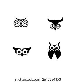 Isto vezes minimal coruja ícone definido em preto moderno vetor logotipo mascote desenhos