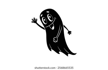 This title emphasizes the ghost’s cute and playful design, rendered in a minimalist black silhouette, capturing its full-body charm.