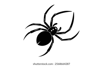 This title emphasizes the intricate details of a spider's silhouette, showcasing its legs and body in a clean, artistic vector style.