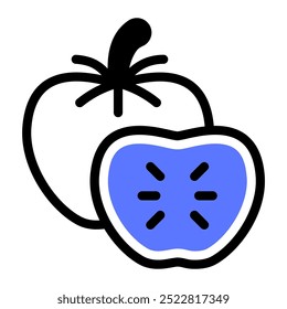 Este icono de tomate es adecuado para la alimentación y la agricultura, etc.