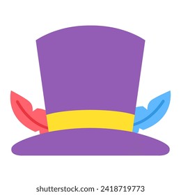 This Top Hat icon is suitable for Mardi Gras carnival, Medieval, party, etc.