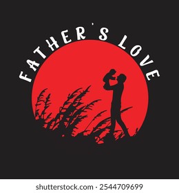 Este conmovedor diseño de camiseta celebra el vínculo entre un padre y un niño, con una silueta llamativa contra un sol rojo