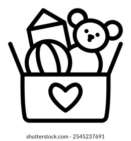This Toys donation icon is suitable for volunteer, humanitarian and help people, etc.