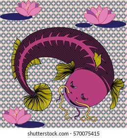 This is a traditional decorative image catfish. Figure made in pink