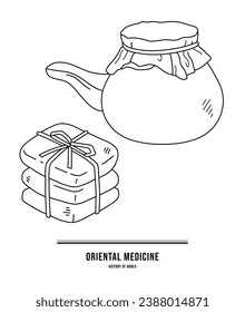 Das ist die traditionelle koreanische Medizin, "Orientalische Medizin". Es wird durch Zugabe von Arzneimitteln hergestellt und für eine lange Zeit kocht.