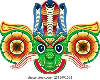 This is a traditional mask of Sri Lanka. This mask is called Gara Yaka mask (Gara Devil). This vector design is very easily editable