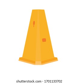 This is a traffic cone, yellow in color. 