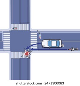 This is a traffic illustration of a motorcycle colliding with a following motorcycle when turning left.