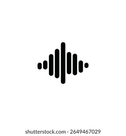 This transparent PNG showcases a stylized black waveform equalizer icon. The abstract audio spectrum design is isolated on a white backdrop.