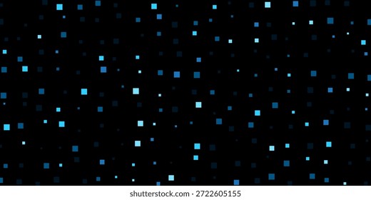 Este PNG de Vector transparente presenta un patrón dinámico de cuadrados azules dispersos, que varían en tamaño y opacidad, contra un fondo negro sólido. La disposición crea un moderno efecto de confeti pixelado o digital, que recuerda a una estética de 8 bits o flujo de datos. Ideal para diseños relacionados con la tecnología, fondos, superposiciones o temas futuristas, añadiendo un toque vibrante y enérgico.