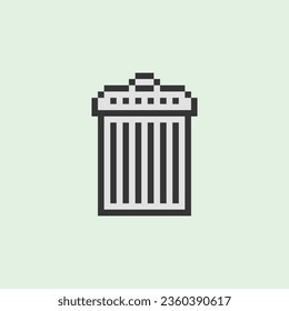 this is trash icon in pixel art with simple color and green background ,this item good for presentations,stickers, icons, t shirt design,game asset,logo and your project.