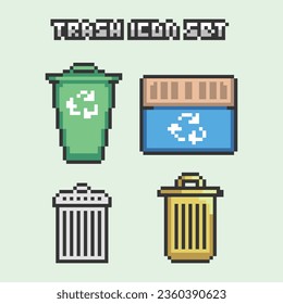 this is trash icon in pixel art with simple color and green background ,this item good for presentations,stickers, icons, t shirt design,game asset,logo and your project.