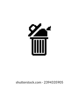 this is trash icon in pixel art with black color and white background ,this item good for presentations,stickers, icons, t shirt design,game asset,logo and your project.