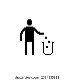 este es un icono de basura en el arte de píxeles con color negro y fondo blanco, este elemento es bueno para presentaciones, pegatinas, iconos, diseño de camisetas, activos de juego, logotipo y su proyecto.