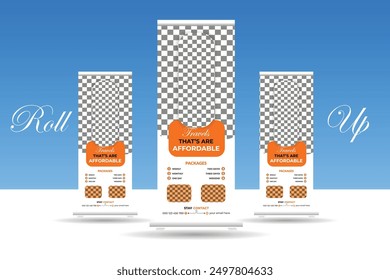 This is a  travel Business Roll Up Banner, two color combinations, minimal and modern for business