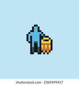 this is travel and holiday icon in pixel art with simple color and blue background ,this item good for presentations,stickers, icons, t shirt design,game asset,logo and your project.