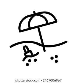 This travel icon set features sleek outline designs, perfect for representing various travel elements. The icons include an airplane, suitcase, map, camera, beach scene, passport, globe, train, hotel,