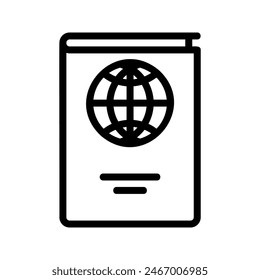 This travel icon set features sleek outline designs, perfect for representing various travel elements. The icons include an airplane, suitcase, map, camera, beach scene, passport, globe, train, hotel,