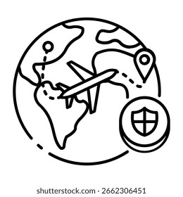 Este ícone de seguro de viagem é adequado para estudar no exterior, estudante internacional, educação, etc