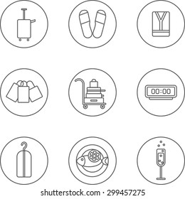 This is a travel set flat design icons. Here you can find hotel and restorant icons. Perfect choice for infographic, web and at your will.