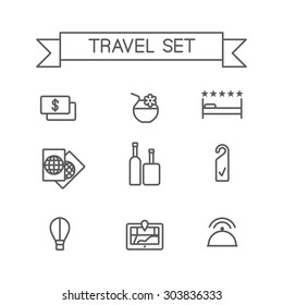 This is a travel set flat design icons.  Here you can find resort, hotel, restaurant icons.Perfect choose for infographic, web and at your will.