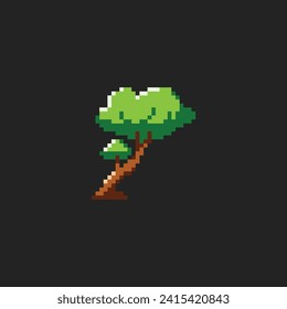 this tree icon in pixel art with simple color and black background ,this item good for presentations, stickers, icons, t shirt design,game asset,logo and your project.