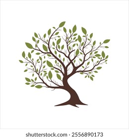 This tree vector showcases a beautiful design with vibrant green leaves and natural flowing branches. green leaves tree design, nature-inspired illustration, tree clipart, eco-friendly tree art, botan