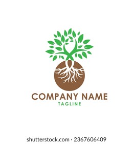 Este es el diseño del logotipo de wellness en árbol
