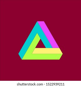 This is a triangle on a burgundy background
