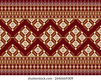 Este padrão geométrico tribal sem costura apresenta um esquema de cores de marrom, bege e branco, dando-lhe uma sensação tradicional, mas contemporânea. Perfeito para uso em têxteis de moda, xales, travesseiros.