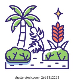 Este ícono de jardín tropical es adecuado para hermoso Country tropical, etc.