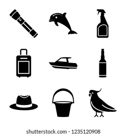 
This tropical island solid vectors set giving you immense amount of icons covering almost everything you require during and on vacation either it is beach, camping or any outdoor travel spot.  