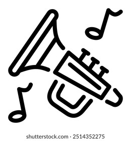 Dieses Trompeten-Symbol eignet sich für Musik, Musikinstrument, Unterhaltung und Multimedia, etc.