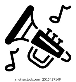 Dieses Trompeten-Symbol eignet sich für Musik, Musikinstrument, Unterhaltung und Multimedia, etc.