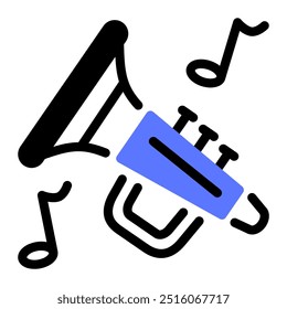 Dieses Trompeten-Symbol eignet sich für Musik, Musikinstrument, Unterhaltung und Multimedia, etc.