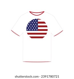 This t-shirt American flag white backgroung design mockup. vector illustration