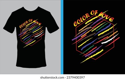 This is a T-shirt design with a black background. every dark color will match with it. Here, we used gradient colors and multicolor of life. rainbow color creates love. Color of love knows no bounds.