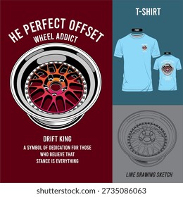 This t-shirt design is the definition of style on asphalt. It features the most legendary car rim design in a minimalist style. It's perfect for accompanying your sunmori activities.